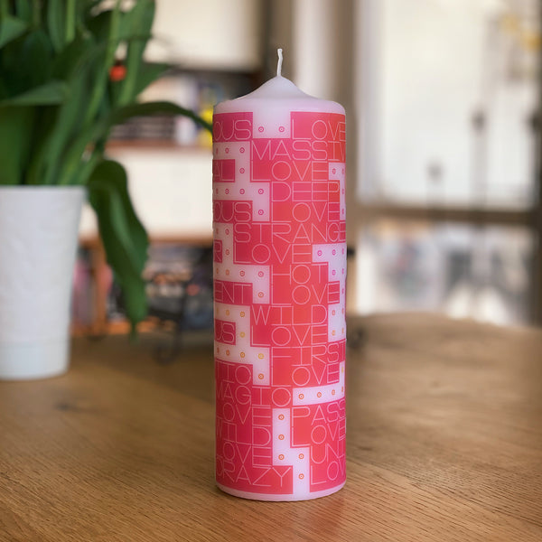 Design Kerze "Let's Talk About Love", Pink, Edition Liebe