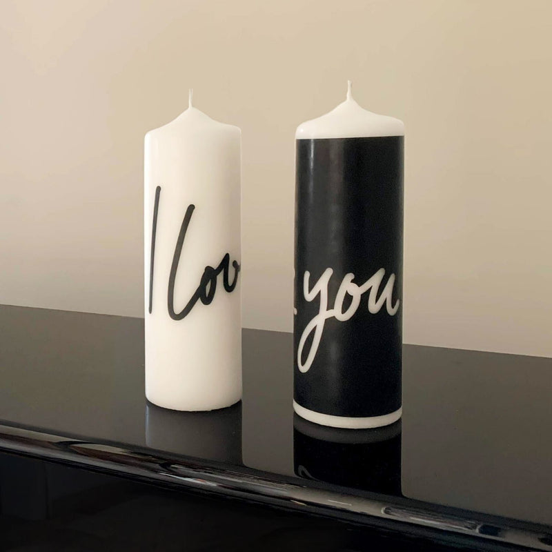 Design Kerze "I Love You", Schwarz, Edition Liebe