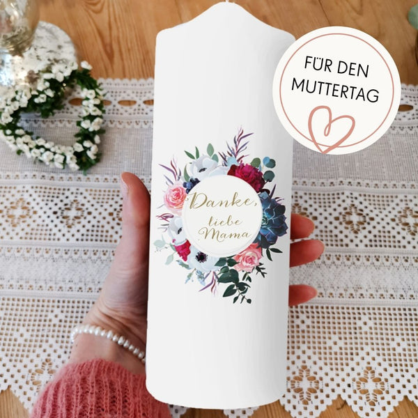 Design Kerze Muttertag Blütenkranz