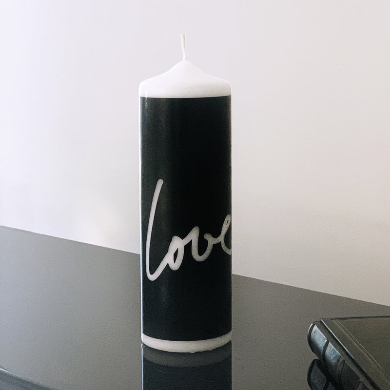 Design Kerze "I Love You", Schwarz, Edition Liebe