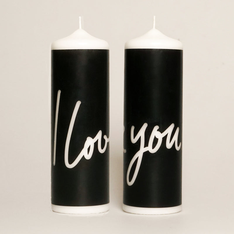 Design Kerze "I Love You", Schwarz, Edition Liebe