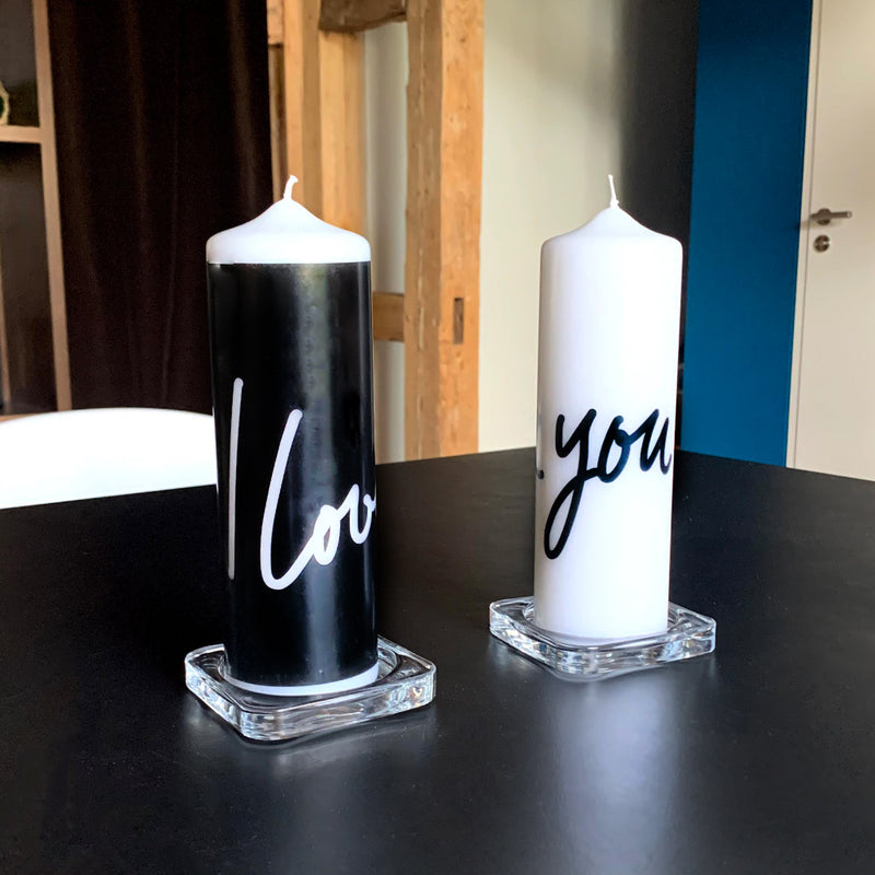 Design Kerze "I Love You", Schwarz, Edition Liebe